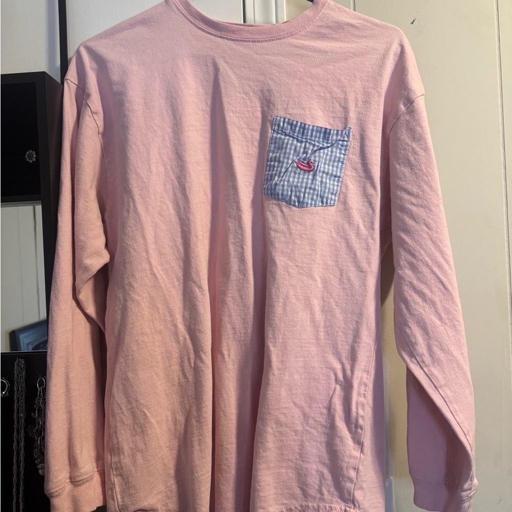 Southern Marsh Pink Shirt with Blue Logo